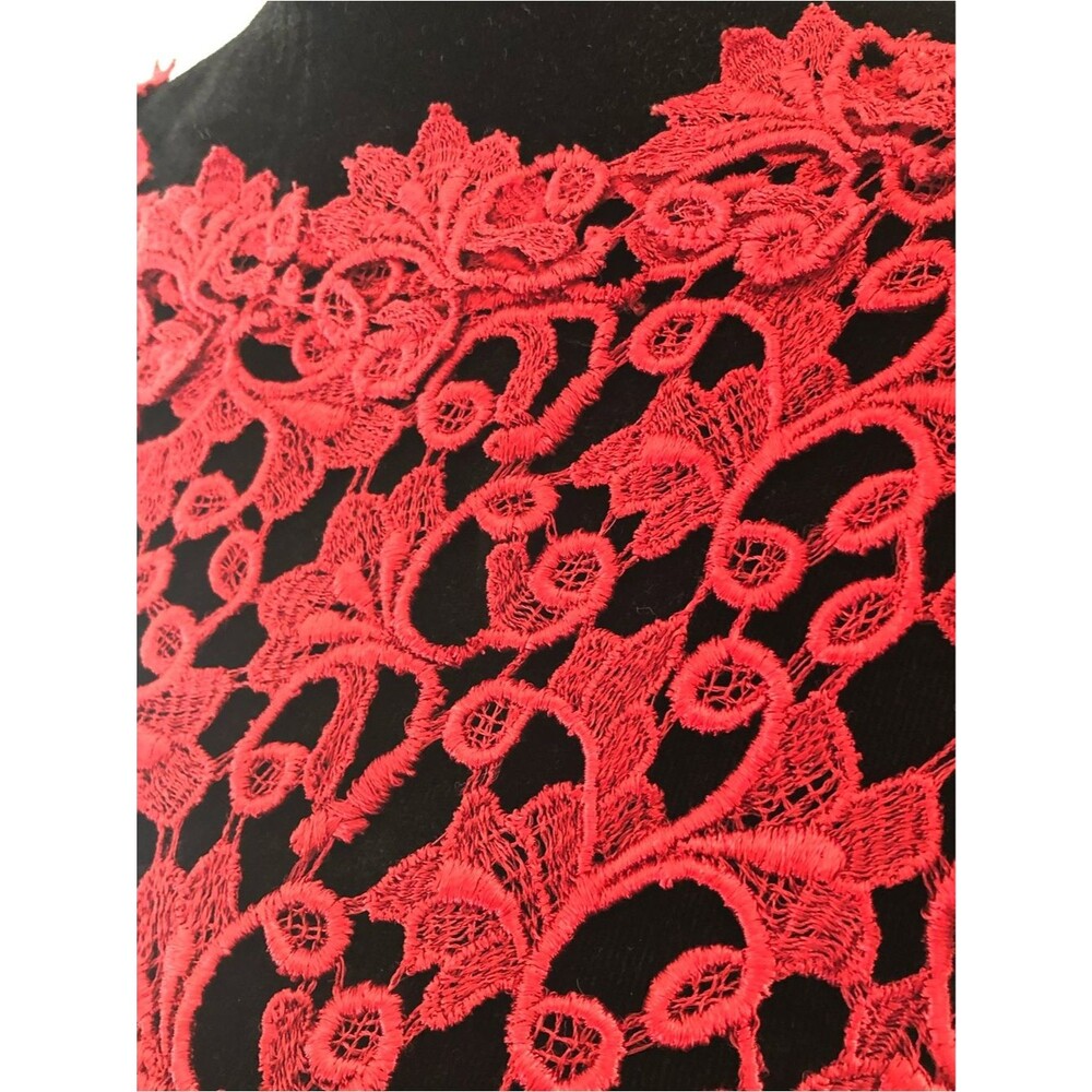 Vintage SEVERIN Red Crochet Lace Sleeveless Slit Maxi Evening Gown Womens M - Picture 3 of 6